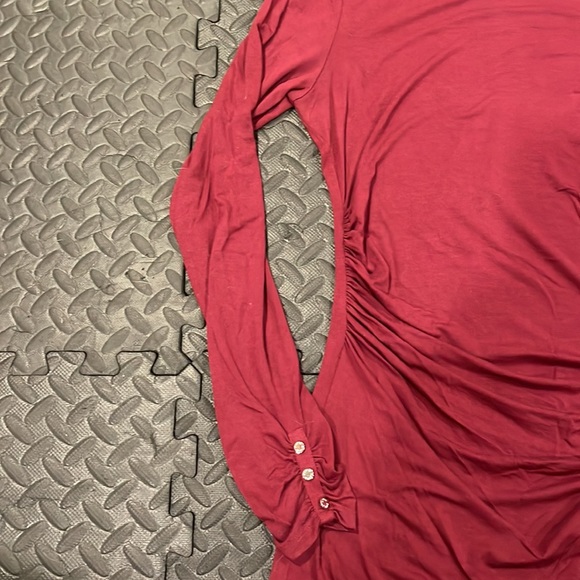 White House Black Market Cranberry Red Turtleneck, S, Button detail at wrists - Picture 7 of 7